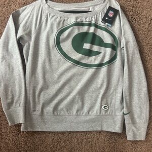 NWT NFL Nike Gray and Green Green Bay Packers Crew Sweatshirt Long Sleeve Med